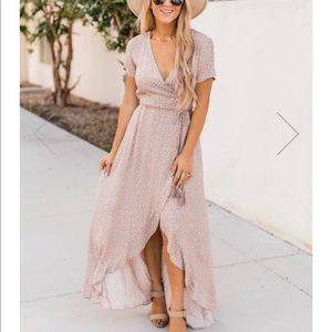 New Pink Lily Polka dot Maxi Dress Medium